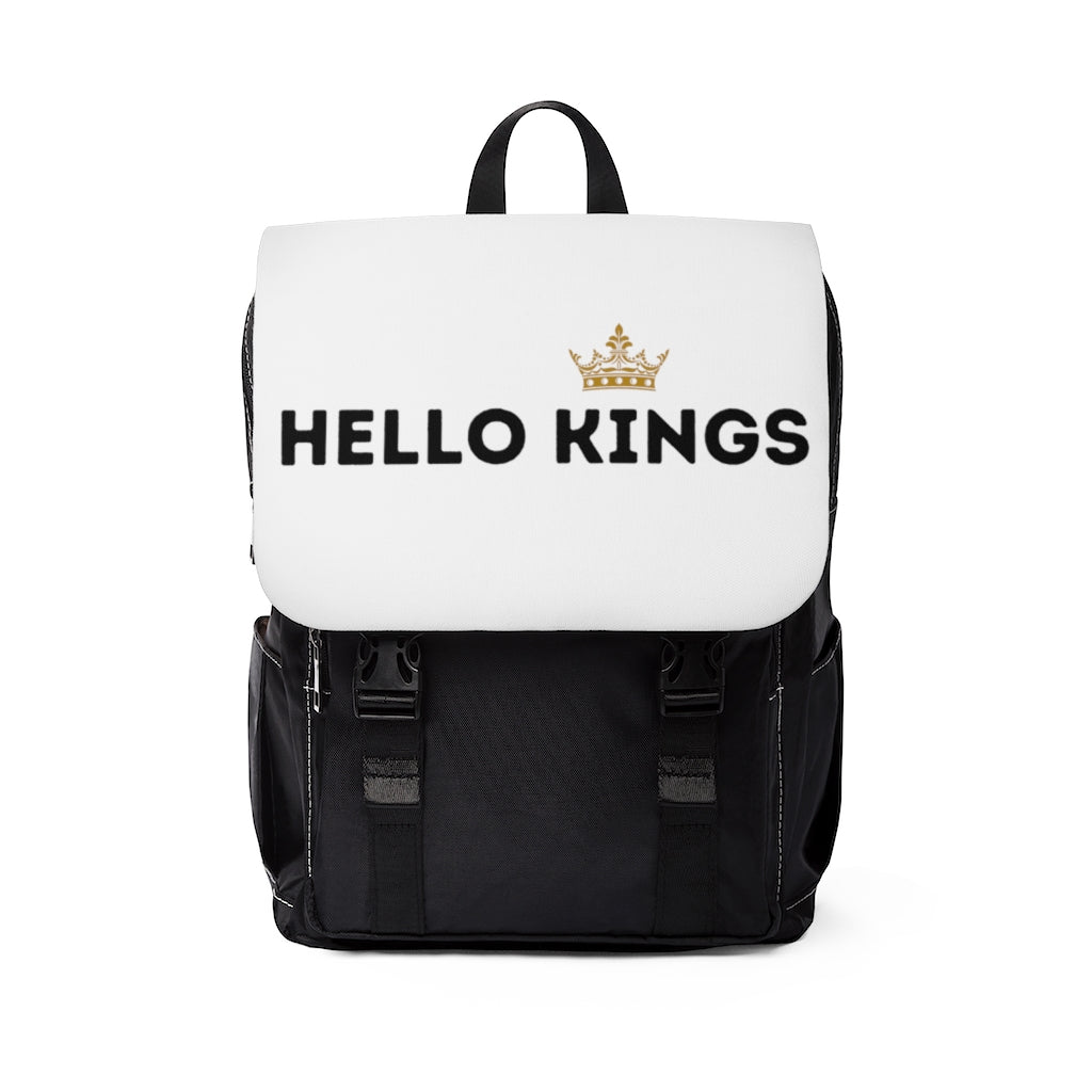"Hello Kings" Black Casual Shoulder Backpack